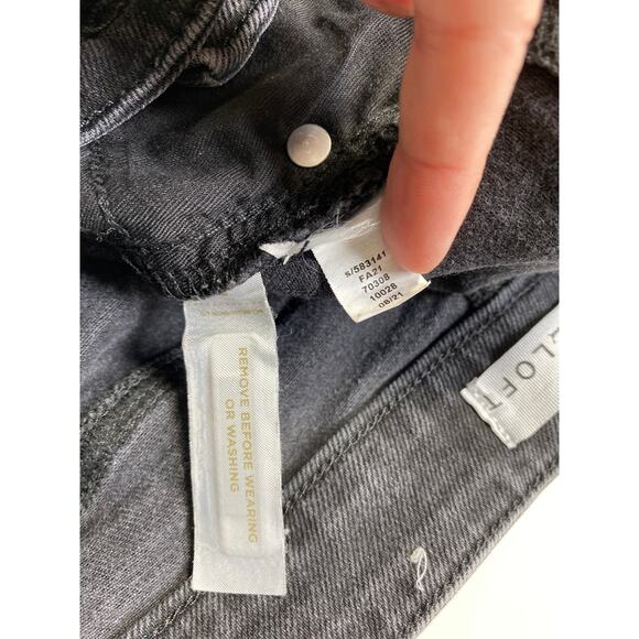 Loft The Curvy Skinny Button Fly High Rise Jeans Size 27 Washed Black Raw Hem - Picture 6 of 9